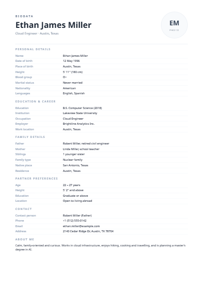 Hairline biodata design