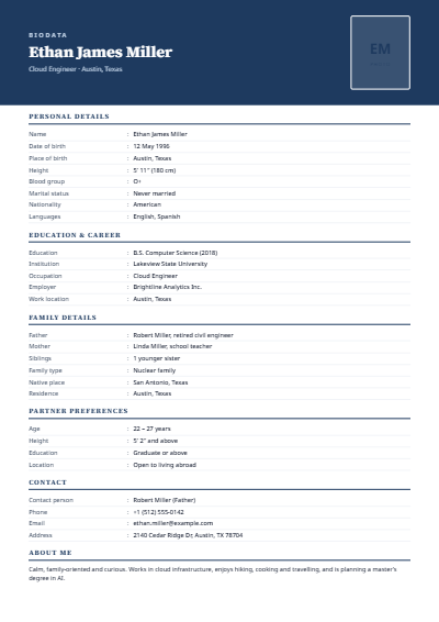 Ledger Formal biodata design