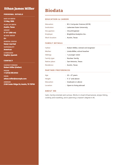 Terracotta Split biodata design