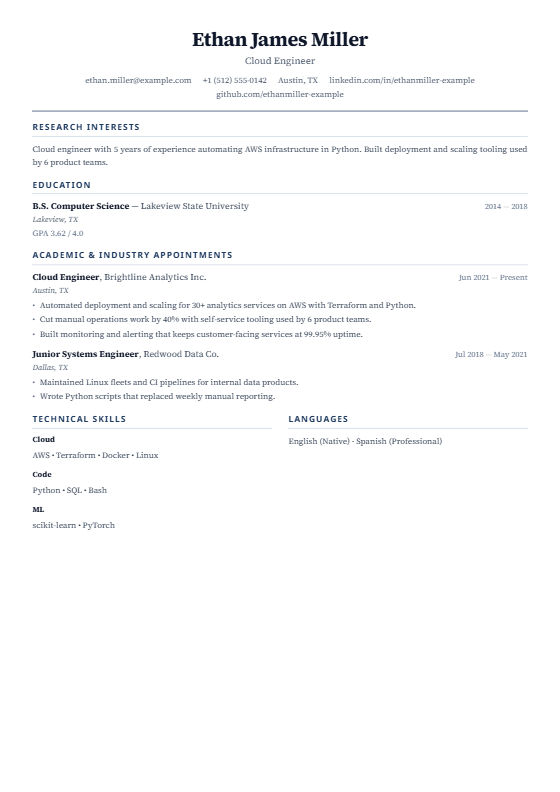 Academic & CV Pro resume template