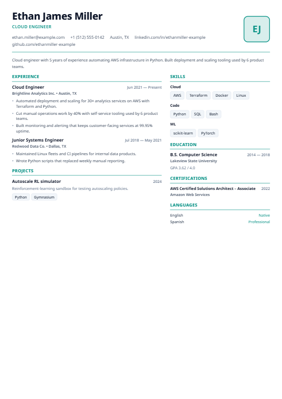 Compact 1-Pager resume template