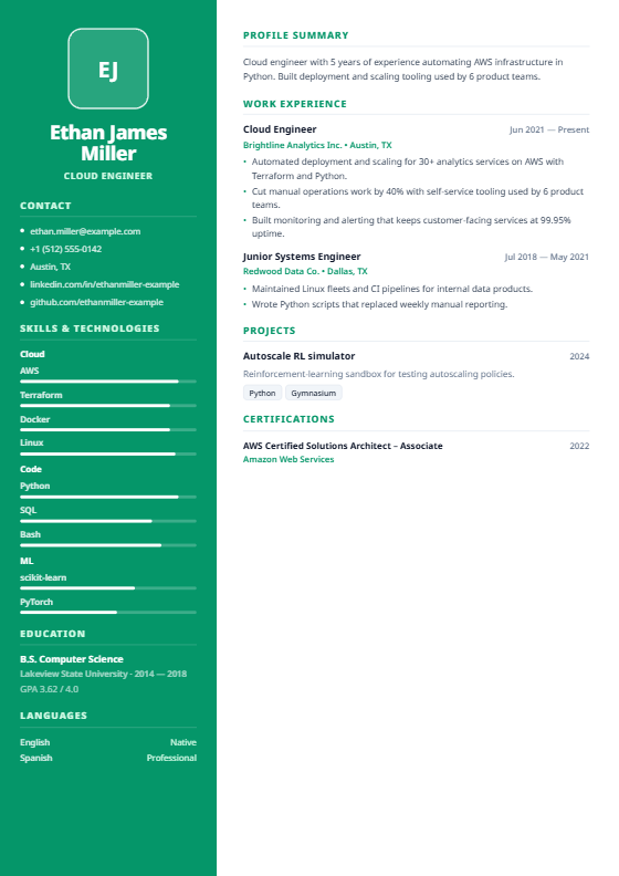 Creative Emerald resume template