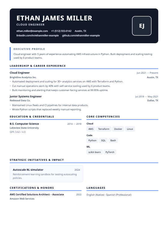 Executive Slate resume template