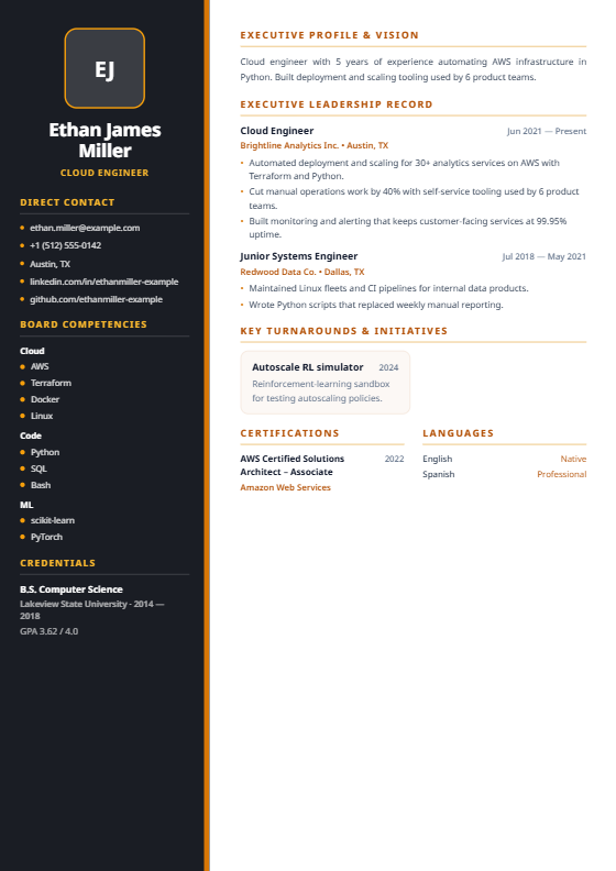 Gold Executive resume template