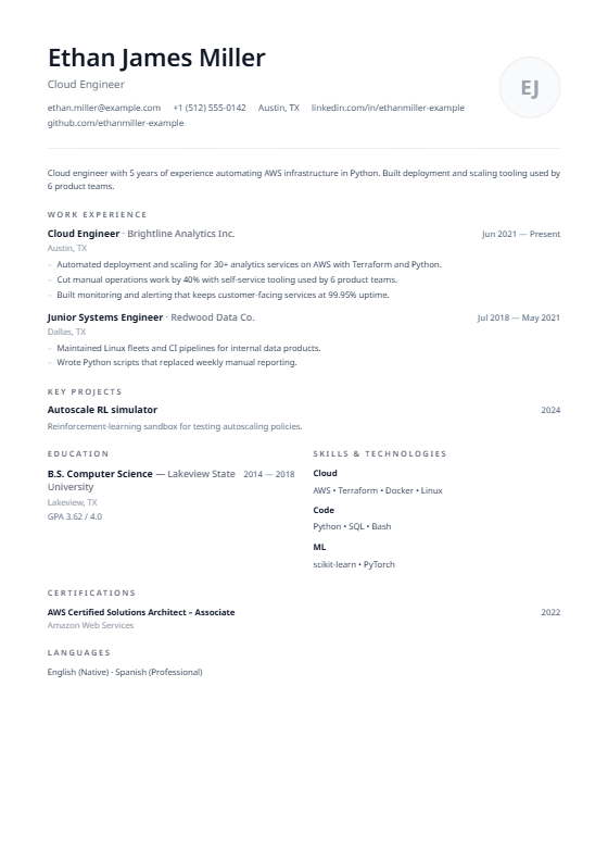 Minimal Nordic resume template