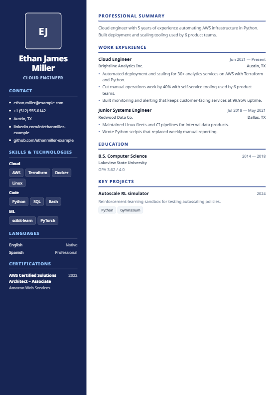 Professional Navy resume template