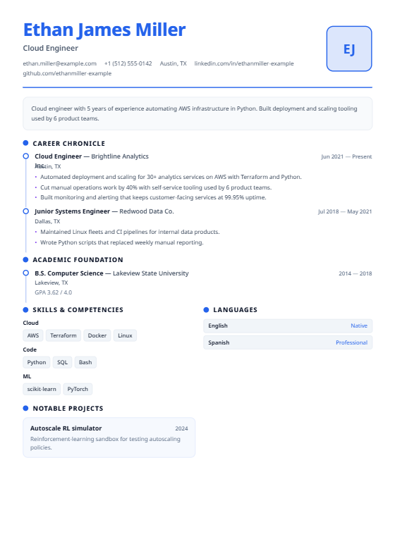 Timeline Chronicle resume template