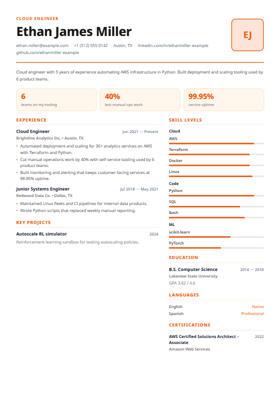 Warm Coral Designer resume template